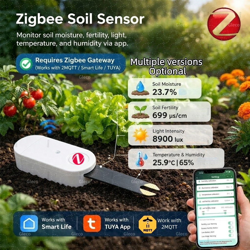 Smart Zigbee Garden Light - Sensore Zigbee per Umidità, Temperatura e